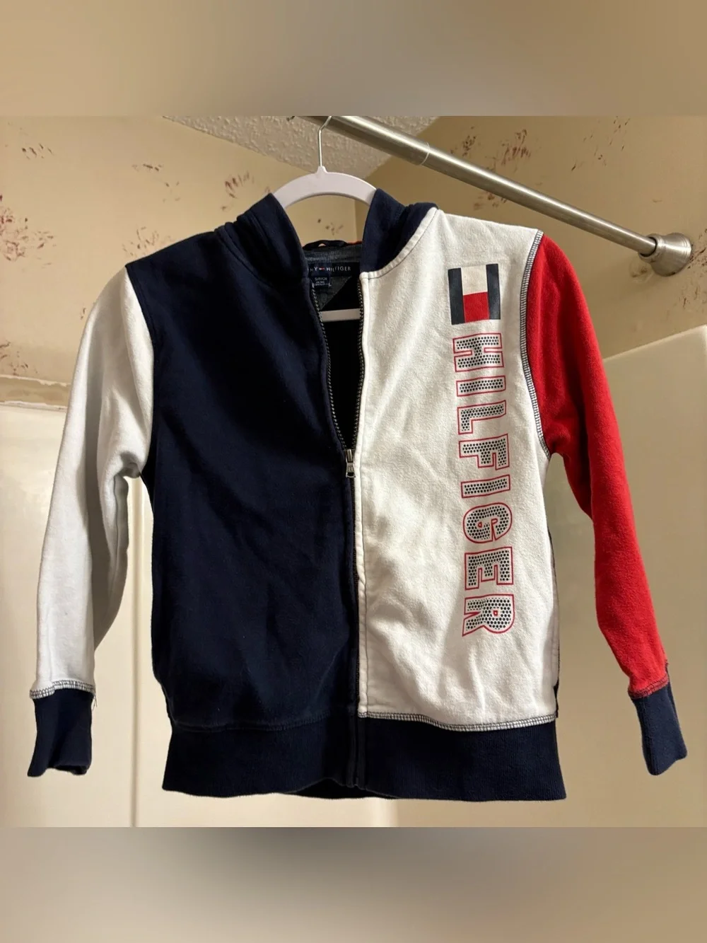 Tommy Hilfiger Kids Colorblock Navy White & Red Zip Hoodie